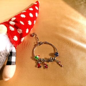 Christmas silver tone charm bracelet